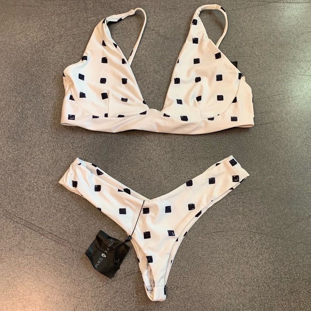 STN FX SWM Black and White Bikini (Creme Dot)